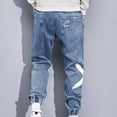 thumbnail image 4 of Jeans For Men Large Size Workwear Casual Spring Fall Elastic Waist Drawstring Wide Leg Denim Joggers Outdoor Activities Mens Pants Blue L, 4 of 7