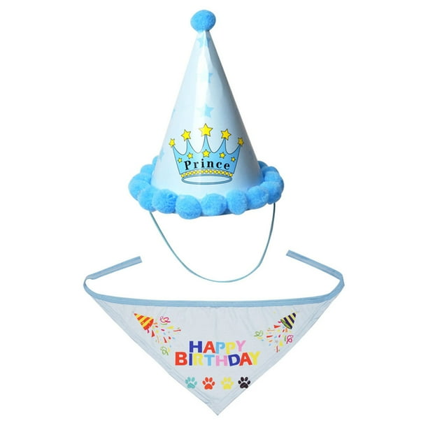 Bufanda de feliz cumpleaños para perro y Gato, bonito sombrero de fiesta, sombrero de cumpleaños para niña y niño, conjunto de disfraz de fiesta de cumpleaños para mascota
