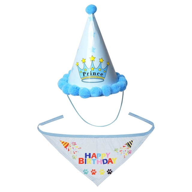 Bufanda de feliz cumpleaños para mascota, gato, perro y lindo sombrero de fiesta, sombrero de cumpleaños para niña y niño, conjunto de disfraces de fiesta de cumpleaños para mascota