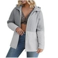 thumbnail image 3 of Fanxing Hoodies for Women Oversized Patchwork Jacquard Full Zip Up Sweatshirts Jacket Plus Size Long Sleeve Casual Loose Fall Coat Gray XL, 3 of 8