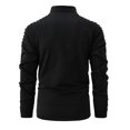 thumbnail image 3 of YLSDY Men's Casual Sports Stand-up Collar Button Collared Shirt Everyday Zip Neck Pleated Fashion Button Collared Shirt Solid Tops Black XL, 3 of 7