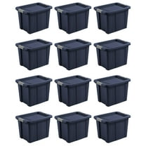 Sterilite Tuff1 18 Gallon Storage Tote Bin w/Latching Lid, Blue (12 Pack)