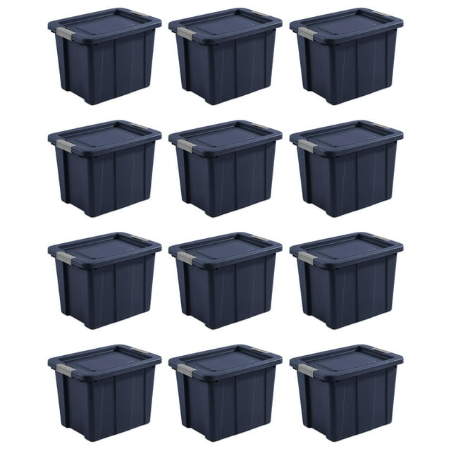 Sterilite Tuff1 18 Gallon Storage Tote Bin w/Latching Lid, Blue (12 Pack)