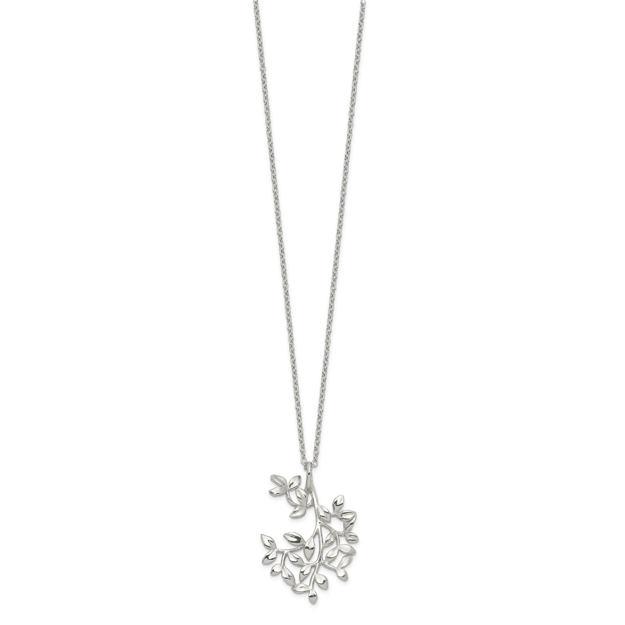 925 Sterling Silver Cubic Zirconia Cz Leaf Chain Necklace Pendant Charm