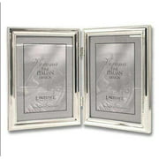5x7 Hinged Double - Vertical - Metal Picture Frame Silver-Plate with Delicate Beading