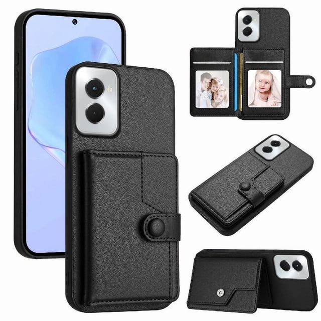 FOXDOCK Case for Motorola Moto G Power 5G 2024 RFID-Blocking Card Holder - Stylish Button Closure Design