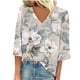 thumbnail image 2 of ICHUANYI Clearance Women's Fashion V-Neck Three Quarter 3/4Sleeve T Shirt AutumnBlouse Tops Sweatshirt(Gray, XL) ICHUANYI WER2023081112124, 2 of 5