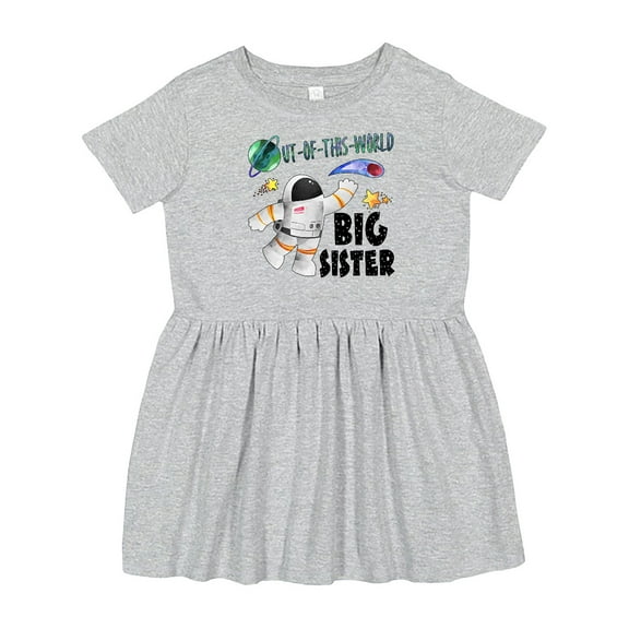 Inktastic Out of This World Big Sister Astronaut in Space Girls Toddler Dress
