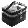 thumbnail image 2 of Neceser de viaje portátil Diseño de capas visibles transparentes PU TPU, organizador de doble cremallera Bolsa de lavado para artículos de tocador Negro shamjiam Neceser de viaje, 2 of 7