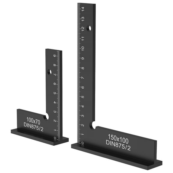 Sutowe 2Pcs Engineer Square Ruler Portable Machinist Square Aluminum Alloy 90 Degree Right Angle Ruler Precise Carpenter Measuring Tool for Woodworking