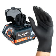 SAFESKIN POP-N-GO Nitrile Gloves, Heavy Duty, Large Size, Powder-Free - For Plumbing, Gardening, Painting - Exam Gloves - 40 Count