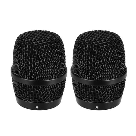 Metal Microphone Mesh Grille Replacement with Interior Foam Windscreen Filter Compatible with BBS K100/K200/K300/4100/4500 Wireless Microphones Black Pack of 2pcs