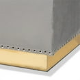 thumbnail image 2 of Bowery Hill Grey Velvet Fabric Upholstered and Gold PU Leather Storage Ottoman, 2 of 4