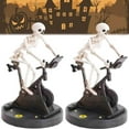 thumbnail image 1 of Halloween Decoration Outdoor Indoo Skeleton Riding Bicycle Ornament Small Plastic Skeleton With Posable Movable Joints Halloween Skeleton For House Table Decor B, 1 of 9
