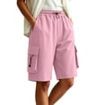 thumbnail image 2 of SHTXOZHI Womens Cargo Capris Drawstring Elastic Waisted Wide Leg Pants Casual Vacation Hiking Bottoms with Pockets, 2 of 6