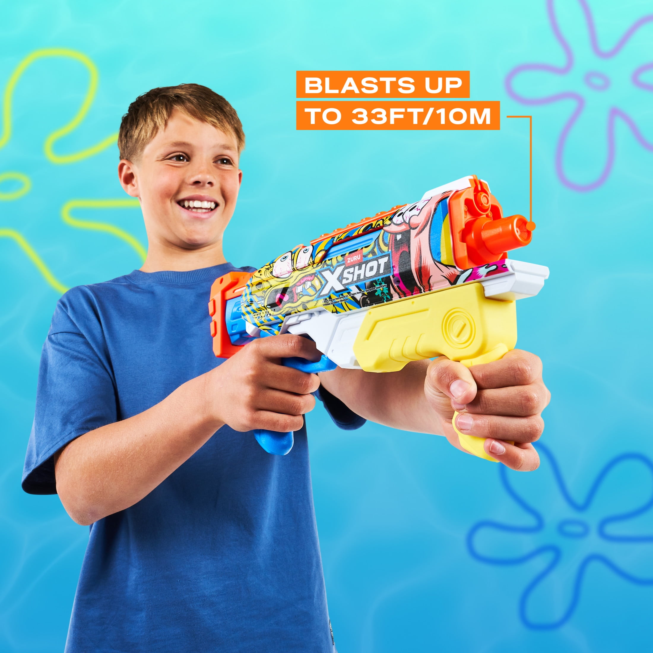 XSHOT Water SpongeBob Hyperload (33ft Range & 500ml Tank) Outdoor Water Blaster by ZURU Ages 5+