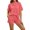 Watermelon Red, variant on MXUIKV 2 Piece Sets for Women Summer Ribbed Loose Fitted Crew Neck T-Shirts Elastic Waist Shorts with Pockets(X-Large,Watermelon Red)