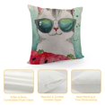 thumbnail image 4 of Hello Summer Pillow Decorative Pillow Cover Cute Watercolor Cat in Sunglasses Eating Watermelon Throw Pillow Case Cotton Linen French Decor Rustic Cushion Cover for Sofa Couch, 4 of 5