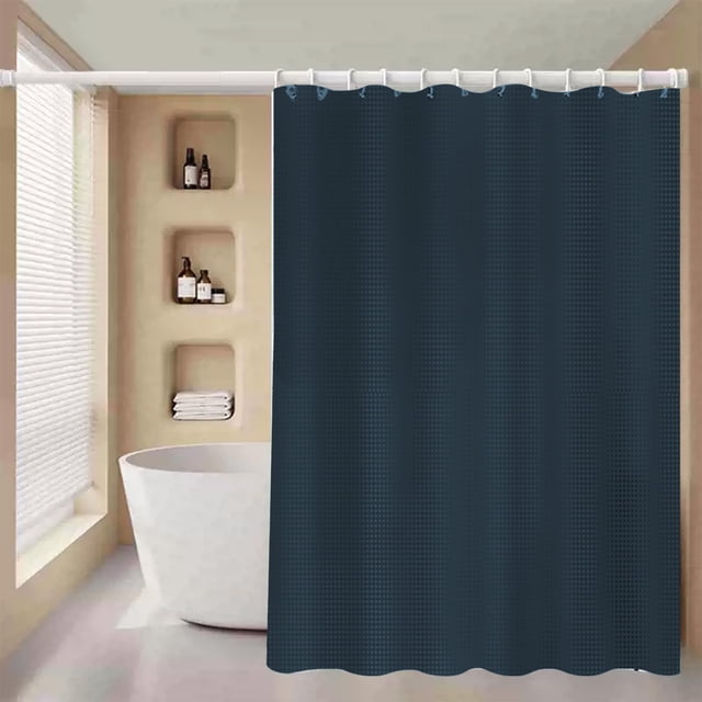 Double Sided Plain Color Polka Dots Waffles Weave Shower Curtain Waterproof And Mildews Proof Bathroom Covering No Drilling Bathroom Curtain For The