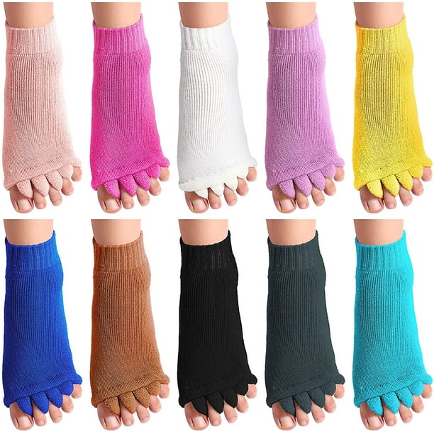 10 Pairs Toe Separator Socks Toeless Yoga Socks 