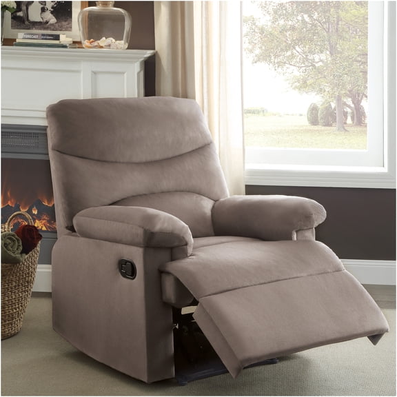 JERFIT Modern Fabric Recliner Chair with Push-Back Reclining, Pillow Top Arms and Plush Cushions for Living Room, Light Brown