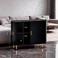 thumbnail image 2 of Howcool 40" Credenza Buffet Sideboard Cabinet with Storage, Modern Fluted Sliding Door Console with Adjustable Shelf for Kitchen, Entryway & Coffee Bar,Black, 2 of 6