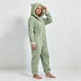 thumbnail image 4 of OGLCCG Girls Fleece Zip Up Jumpsuits Kids Hooded Rompers Long Sleeve Soft Fuzzy Onesie Warm Cute Winter Clothes(Mint Green,7-8 Years), 4 of 6
