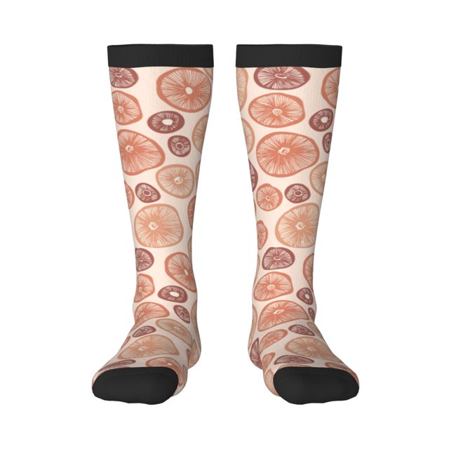Fotbe Mushrooms2 Calcetas Divertidas Estampadas para Hombre y Mujer, Calcetas de Algodón hasta la Rodilla para Caminar, Correr, Enfermería y Embarazo