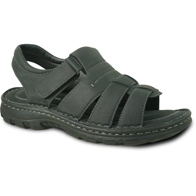 kozi Sandale Classique Décontractée pour Homme Sandale de Pêcheur FISHMAN-2 Bout Ouvert Bride de Cou-de-Pied Ajustable Noir et Café