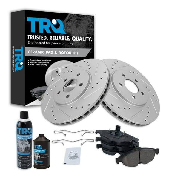 TRQ Front Premium Posi Ceramic Brake Pad & Performance Rotor Kit w/Chemicals BKA21557 Fits select: 2001-2006 CHRYSLER SEBRING, 2001-2005 DODGE STRATUS