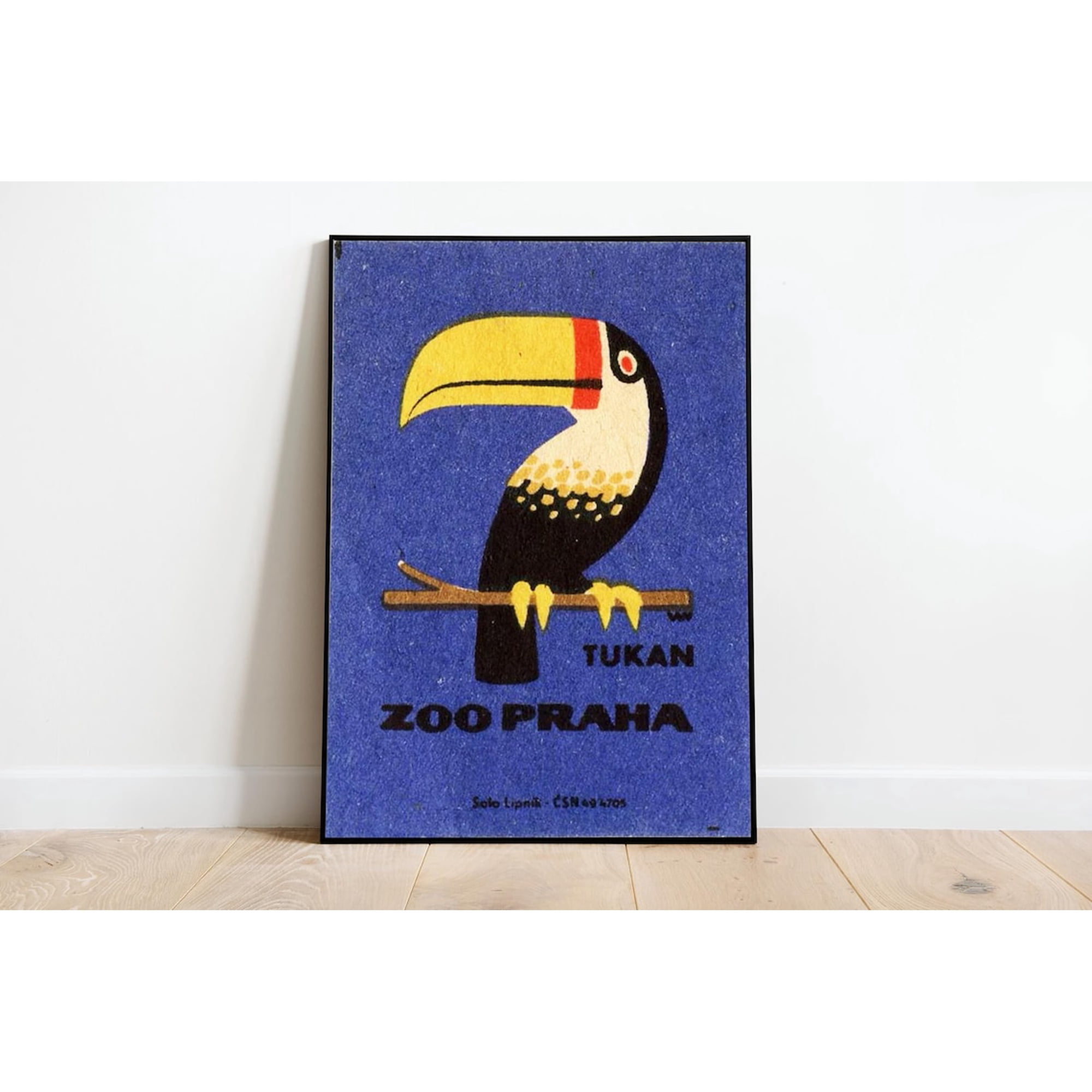 Vintage Toucan Poster Mid Century Zoo Praha Print Art