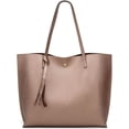 thumbnail image 1 of Bolso de hombro tipo tote de piel sintética suave para mujer, bolso de mano con borlas de gran capacidad, 1 of 6