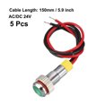 thumbnail image 3 of Unique Bargains Signal Indicator Light AC/DC 24V 6mm Green LED Metal Shell 5Pcs, 3 of 4