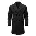 thumbnail image 2 of Maqroz Mens Long Double Breasted Trench Coat Notch Lapel Collar Winter Warm Overcoat Casual Business Formal Outerwear Heavyweight Classic Long Jacket, (Black,XXL), 2 of 9