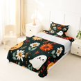 thumbnail image 5 of Homewish Warm Halloween Ghost Twin Sheets,Daisy Sunflower Pumpkin Pattern Bedding,Black Orange White,3-Piece,1 Fitted Sheet and 1 Pillowcase, 5 of 6
