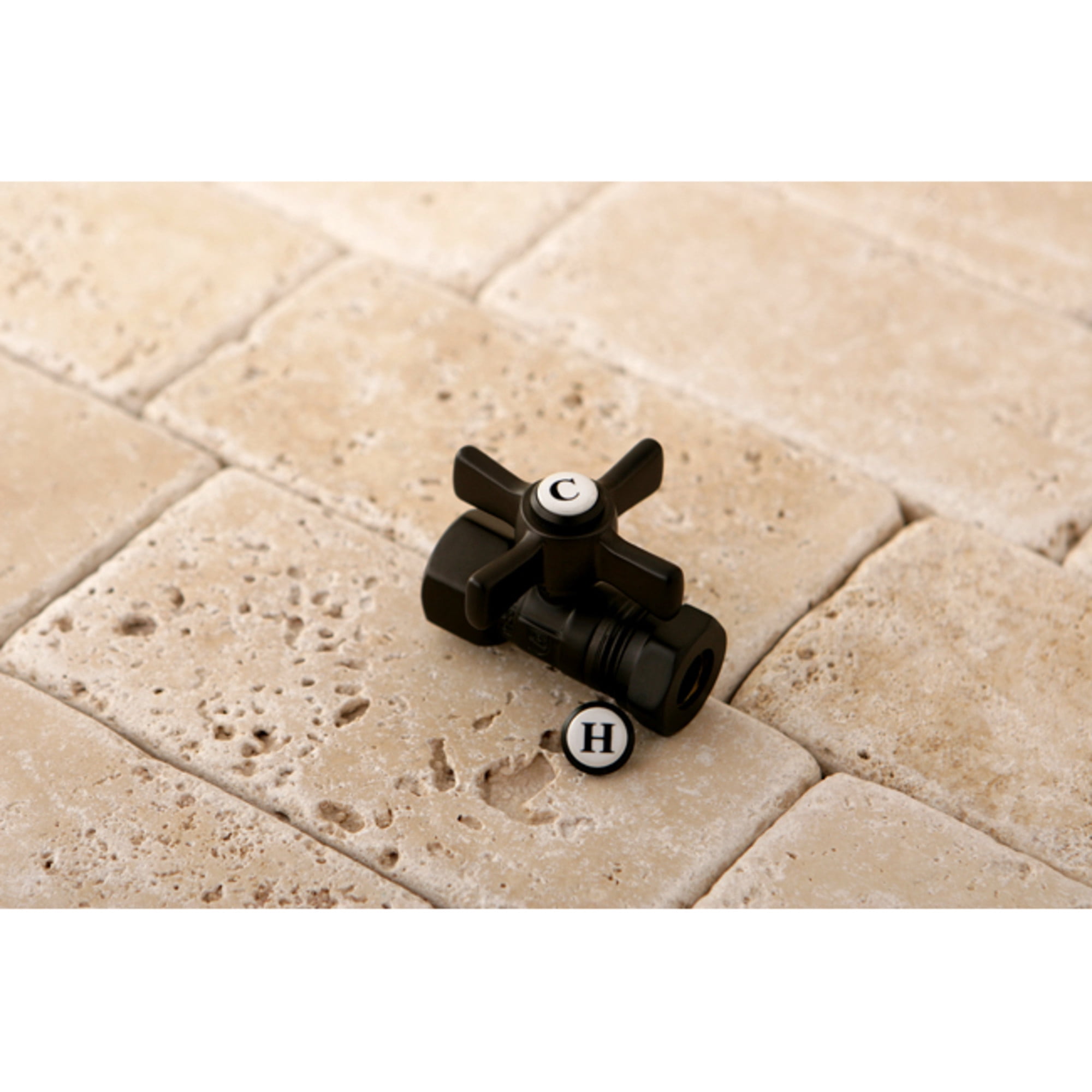 Kingston Brass CC44155ZX 1/2-Inch FIP x 1/2-Inch or 7/16-Inch Slip Joint Quarter-Turn Straight Shut-Off Valve in Oil Rubbed Bronze