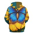 thumbnail image 3 of Blue Butterfly Sunflower Print Men's Women Vintage 3D Hooded Sweatshirt - All-Season Loose Fit Streetwear, 3 of 6