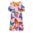 thumbnail image 7 of Mgmyaa Girls Casual Dress Summer Short Sleeve Cold Shoulder Dresses for Kids Holiday Sundress with Pockets 3-14, 7 of 7