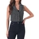 thumbnail image 1 of CHALECO DE TWEED PARA MUJERES INSPIRE CHIC CON SOLAPA NOTCHED SIN MANGAS VINTAGE A CUADROS CROP NEGRO XL, 1 of 6