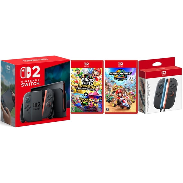 Nintendo Switch 2 256gb Bundle Internacional Más Juego Físico Mario Kart World, Mario Party Jamboree y JoyCon 2 Azul y Rojo