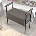 thumbnail image 4 of Modern Upholstered Bench Seat with Black Frame,Ottoman Bench with Armrests, Entryway Bench Living Room Foot Rest Stool,Footrest Foot Stool with Sturdy Metal Frame, 4 of 6