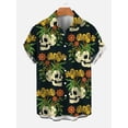 thumbnail image 4 of Camisas vintage con estampado floral de calaveras para hombre, divertidas camisetas de manga corta con estampado de calaveras en 3D, camisas hawaianas con solapa estampada para hombre, 4 of 5