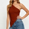 thumbnail image 6 of Tqcoqu Womens Summer Tops Sleeveless One Shoulder Slim Fit Y2K Shirts Ruched Knit Asymmetrical Top Blouse,Red,Women's S-XXL, 6 of 7