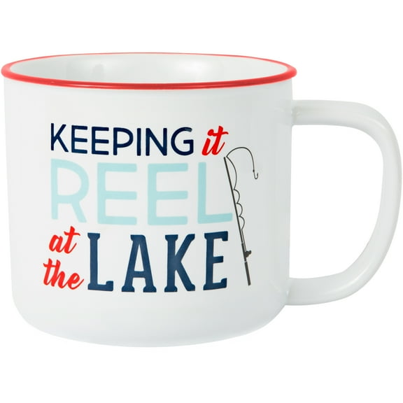 Pavilion - Keeping It Reel At The Lake - Large 17 Oz Stoneware Coffee Cup Mug