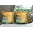 thumbnail image 6 of Ambesonne Autumn Throw Pillow Cover 4 Pack, Retro Lake Scenery Art, 18", Green Orange Blue, 6 of 7