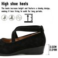 thumbnail image 3 of Qaltryn Criss-Cross Elastic Strap Mary Jane Flats for Women Low Wedge Casual Flats Shoes Ballet Style Slip On Dress Shoes for Dance Daily Office, 3 of 8