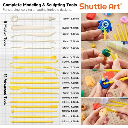 Shuttle Art オーブン粘土 ポリマークレイ 60色セット ポリマー粘土キット 粘土ツール アクセサリー 収納ケース付き オーブン焼き