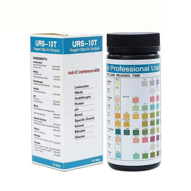 URS-10T Urinalysis Reagent Strips for Professional Use - 100 Strips for Accurate Testing