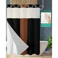 thumbnail image 2 of No Hook Shower Curtain with Snap in Liner, Boho Black and Brown Striped Tribal Farmhouse Style Hotel Shower Curtains for Bathroom, Washable Shower Curtain Liner Set with Mesh Top Window, 48"x72", 2 of 6