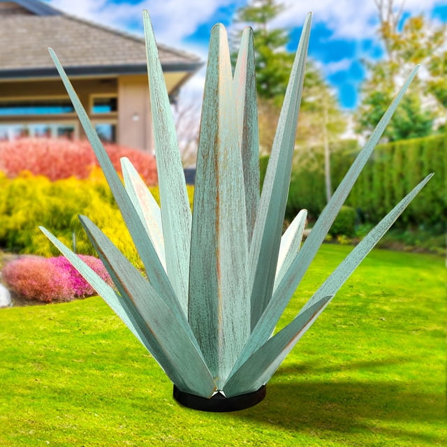 Escultura KODIBO Tequila de metal rústico de agave para jardín y patio
